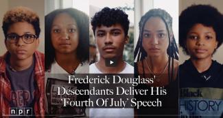 Photos of five descendants of Frederick Douglass who read excerpts from his famous speech.