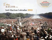 Cover of 2025 Anti-Racism Calendar featuring a photo of the crowed on the national mall for the 1963 March on Washington.