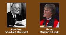 Individual headshots of Franklin D. Roosevelt and Mariann E. Budde.